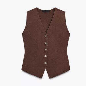 Zara smooth button vest top in brown